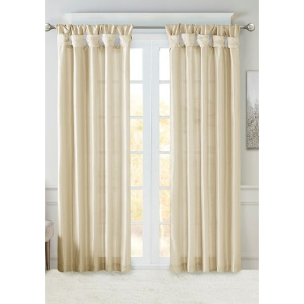 Madison Park Emilia Faux Silk Single Curtain 84"L x 50"W Champagne (1 PIECE)